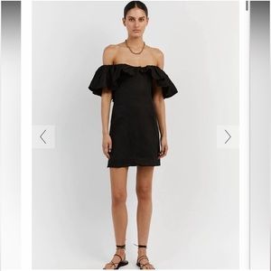 DISSH Isabelle Black Linen Mini Dress NWT